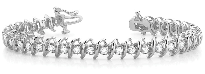 14K White Gold Diamond S Link Tennis Bracelet