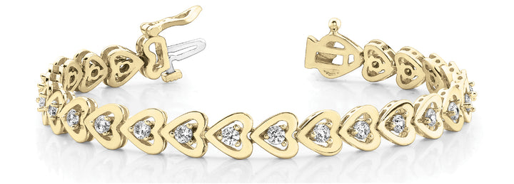 18K Yellow Gold Diamond Heart Line Bracelet