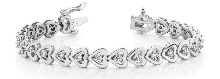 White Gold Diamond Heart Line Bracelet