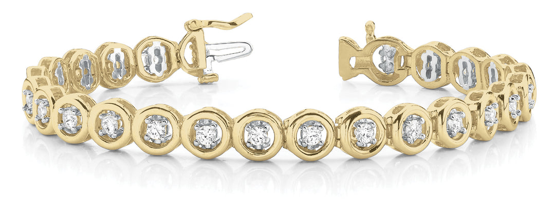 Yellow Gold Lab Diamond In Line Tennis Bracelet