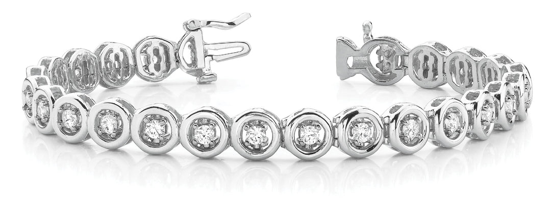 Platinum White Gold Lab Diamond In Line Bracelet