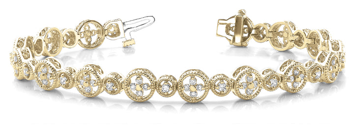 14K Yellow Gold Lab Diamond Vintage Bracelet