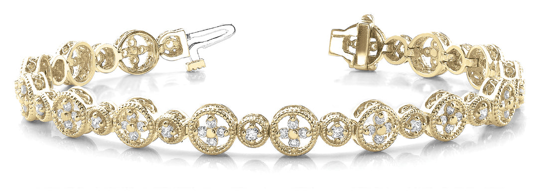 Vintage 18K Yellow Gold Multi-Diamond Bracelet