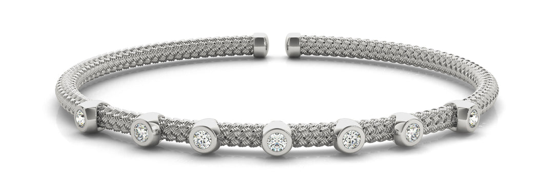 14K White Gold Diamond Italian Bangle Bracelet