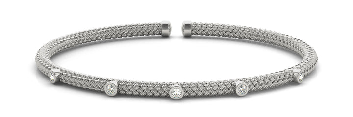 Italian 14K White Gold Diamond Bangle Bracelet