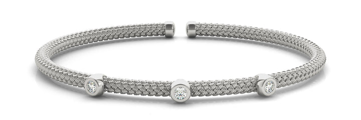 14K White Gold Diamond Italian Bangle