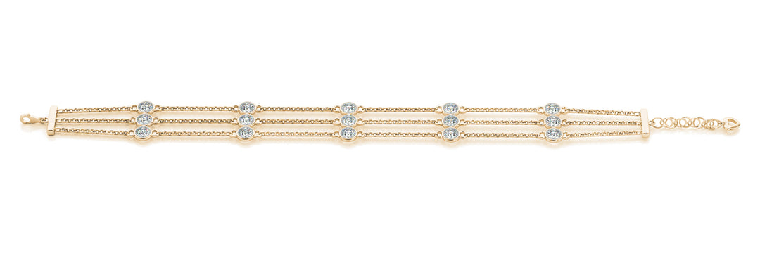 14K Yellow Gold 15-Diamond Chain Bracelet