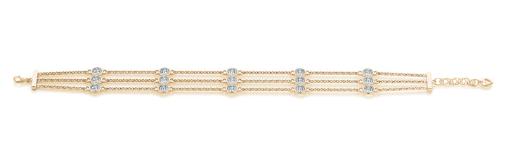 18K Yellow Gold Lab Diamond 3-Row Chain Bracelet