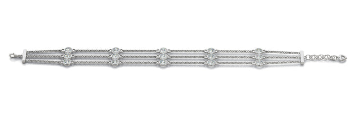 18K White Gold 15-Diamond Chain Bracelet