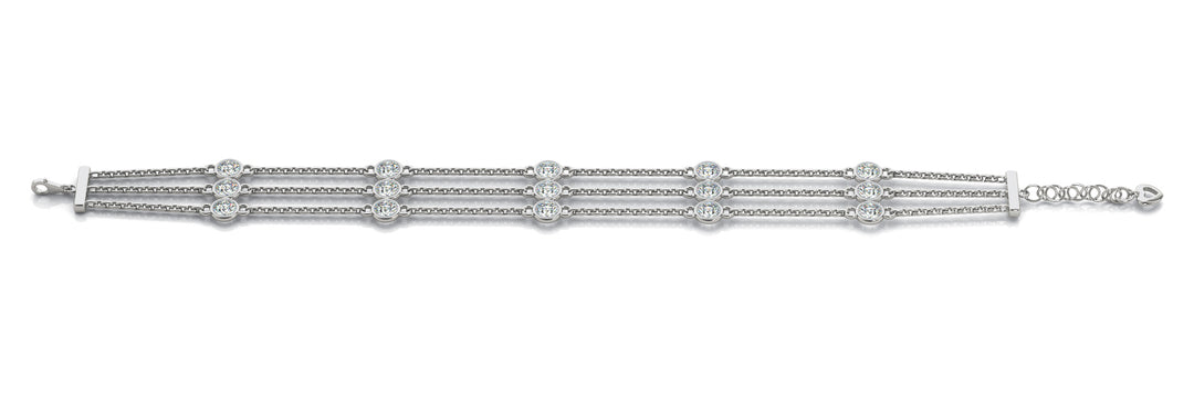 18K White Gold 15-Diamond Chain Bracelet