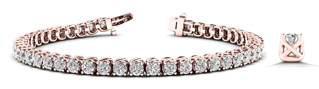 14K Rose Gold 10.8ctw Lab Diamond Inline Bracelet