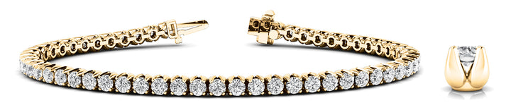 14K Yellow Gold Diamond Inline Bracelet