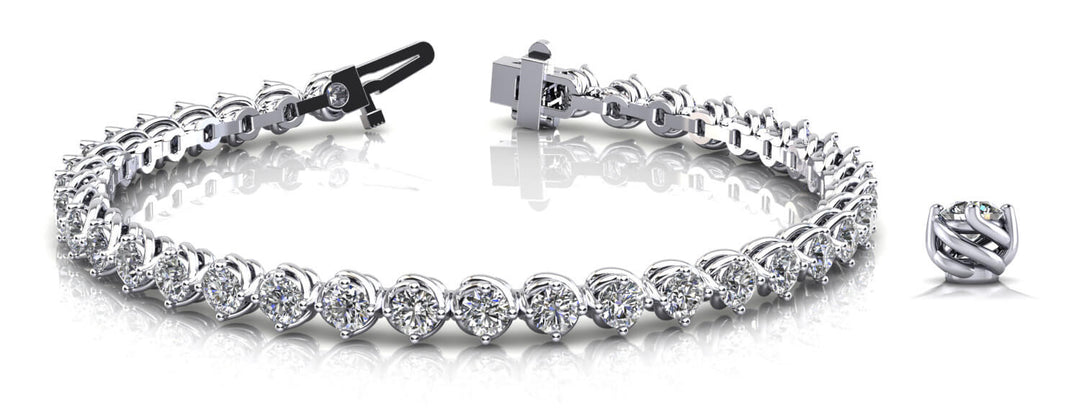 Platinum Round Diamond 4-Prong Tennis Bracelet