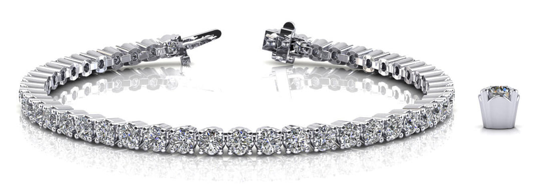 White Gold Lab Diamond 4-Prong Tennis Bracelet