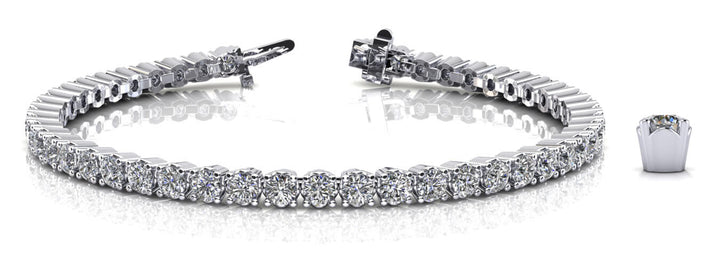 White Gold Lab Diamond 4 Prong Tennis Bracelet