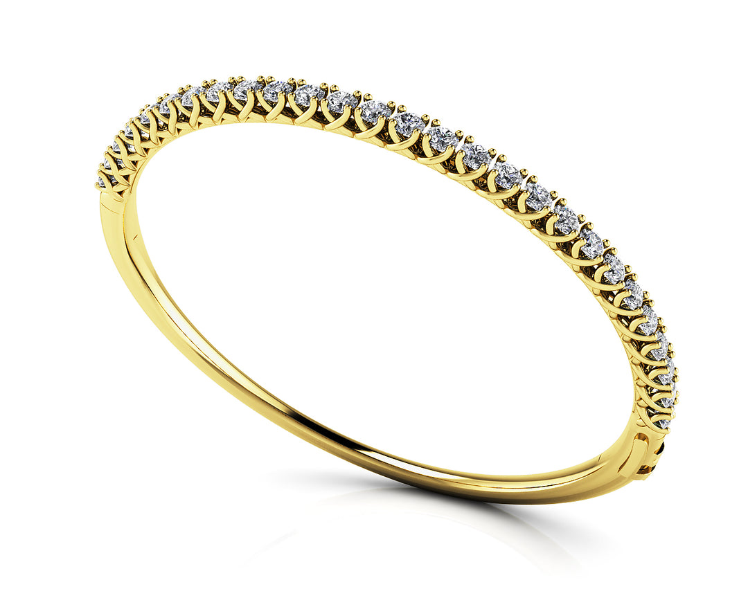 White Platinum 4 Prong Diamond Bangle Bracelet