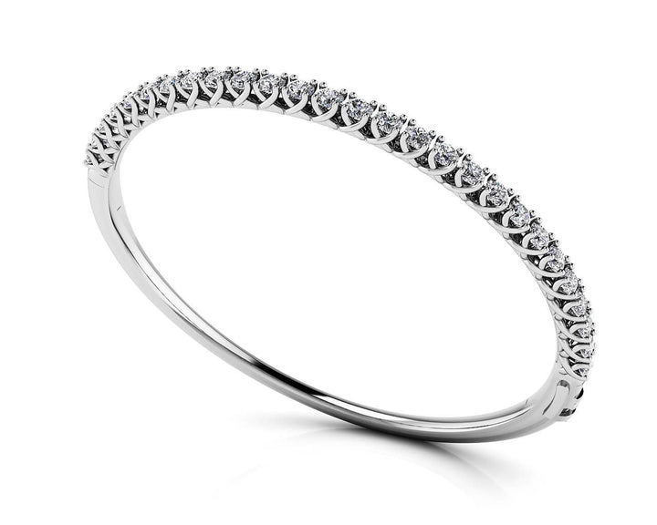 White Gold Lab Diamond 4 Prong Bangle Bracelet