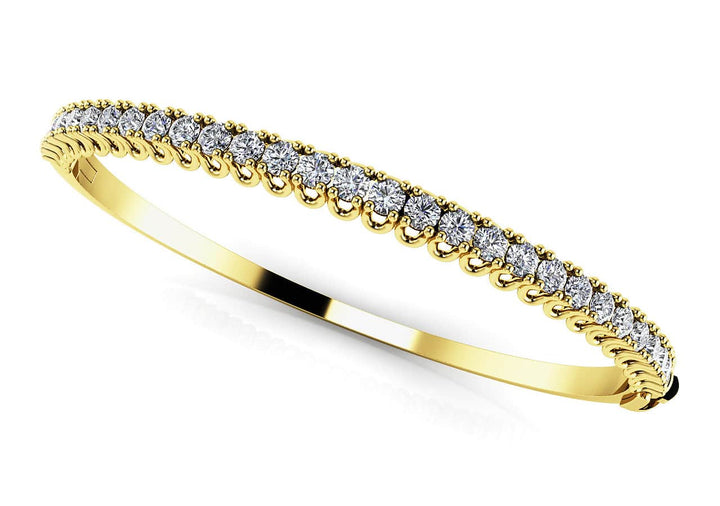 White Gold Lab Diamond 4 Prong Bangle