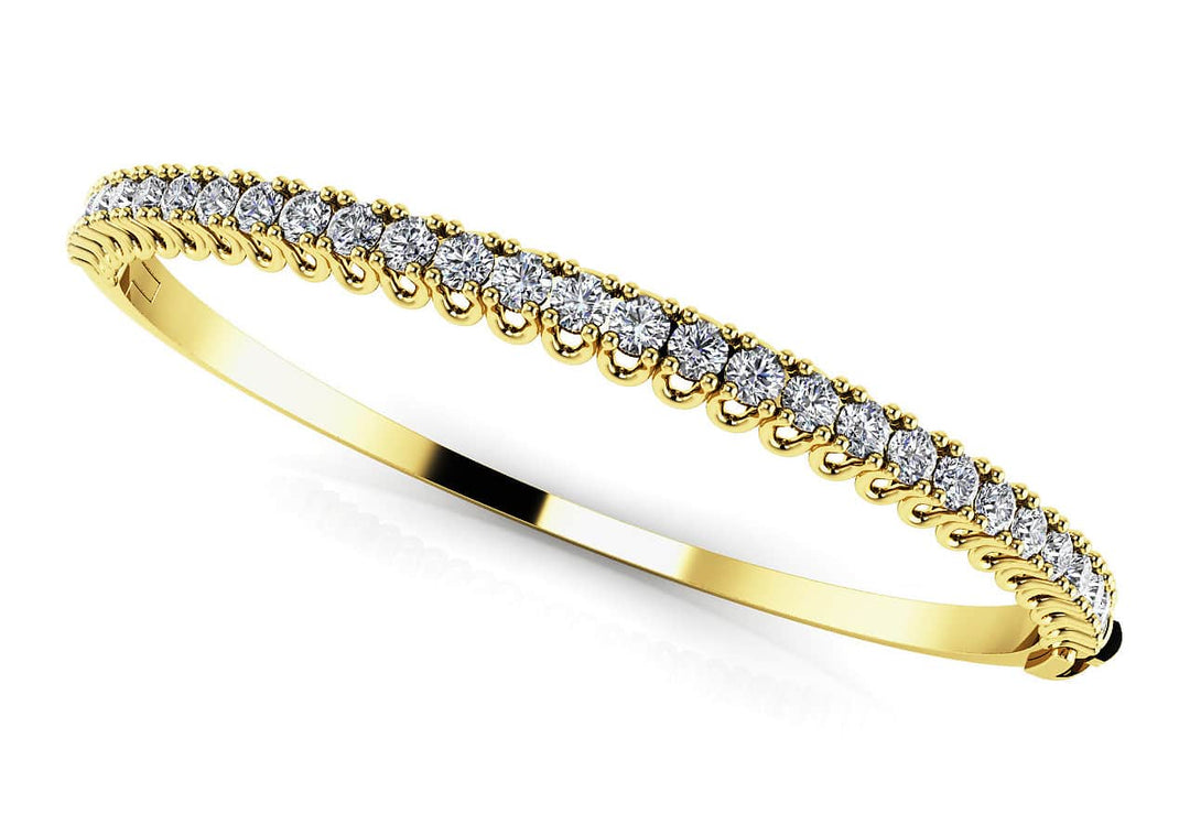14K White Gold Lab Diamond 4 Prong Bangle