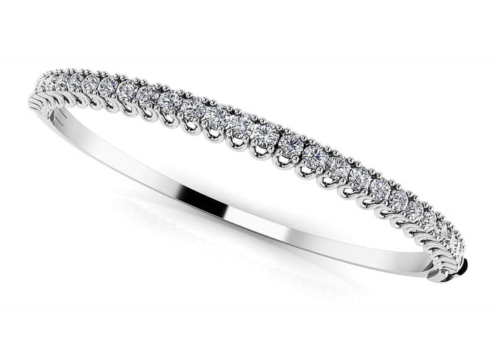 14K White Gold Lab Diamond 4 Prong Bangle