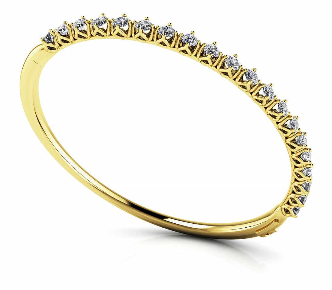 White Gold Lab Diamond 4 Prong Bangle
