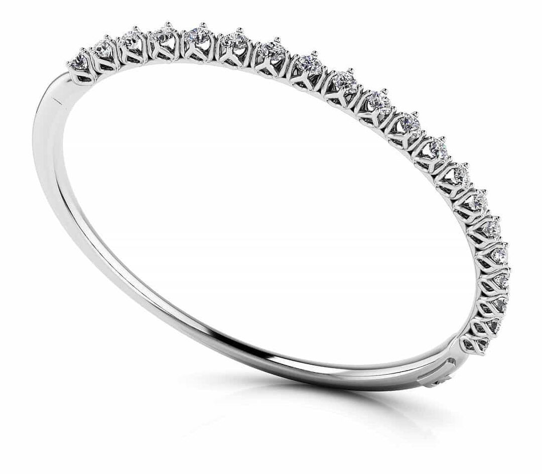 White Gold Lab Diamond 4 Prong Bangle