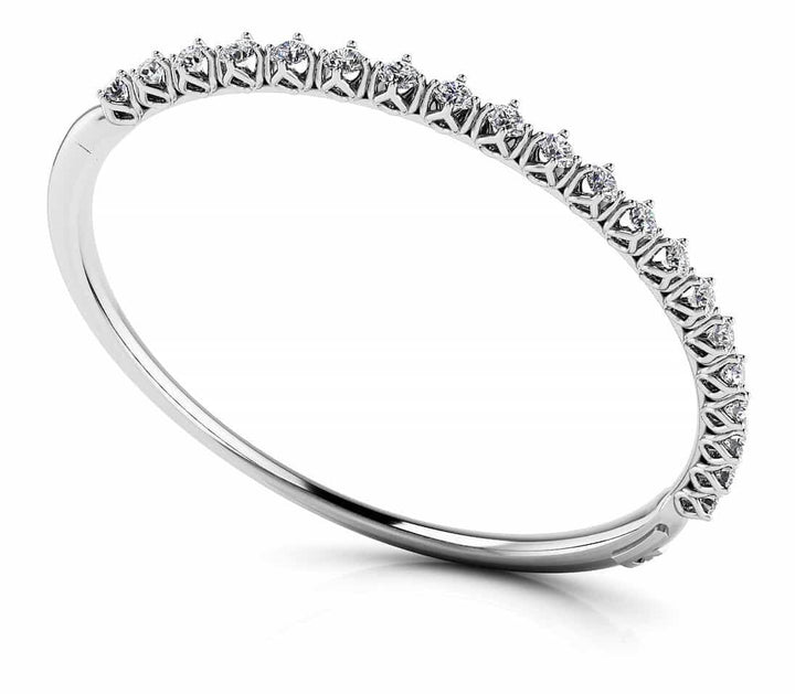 White Platinum 24-Diamond 4 Prong Bangle