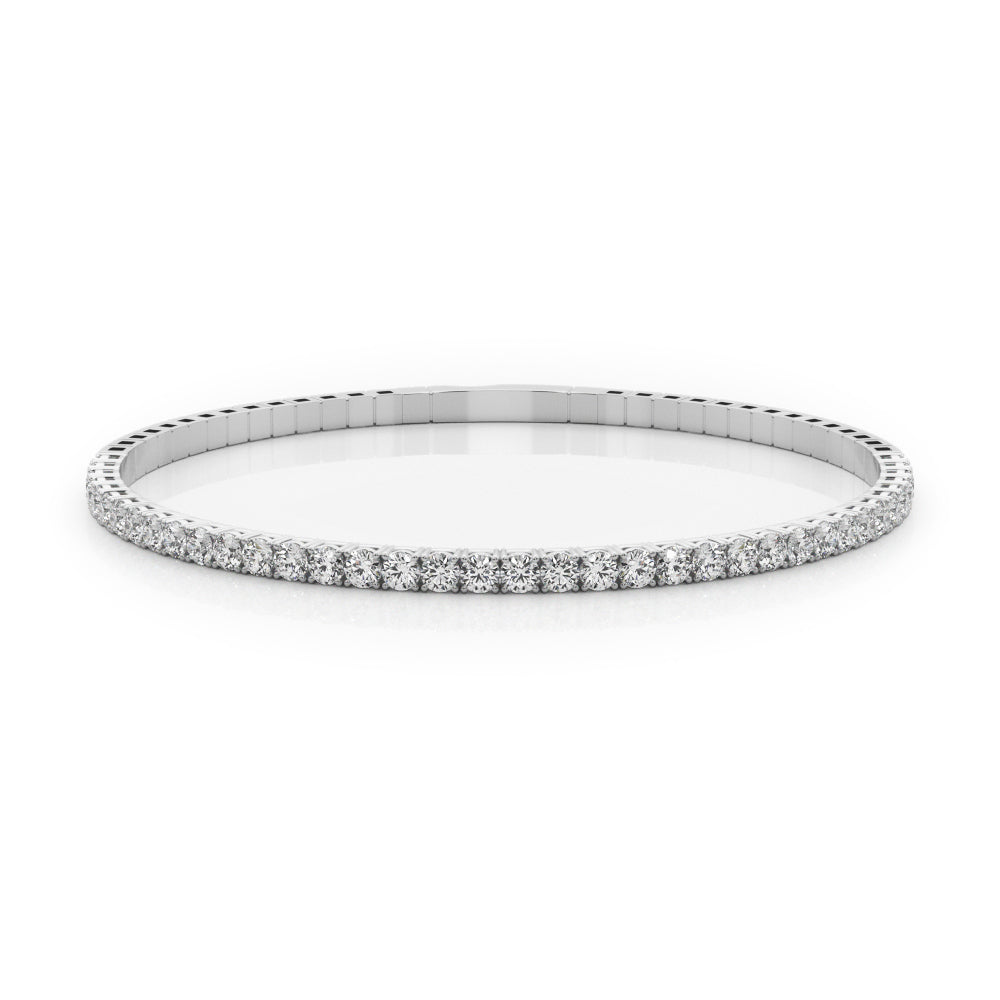 14K White Gold Diamond Flex Half Bangle