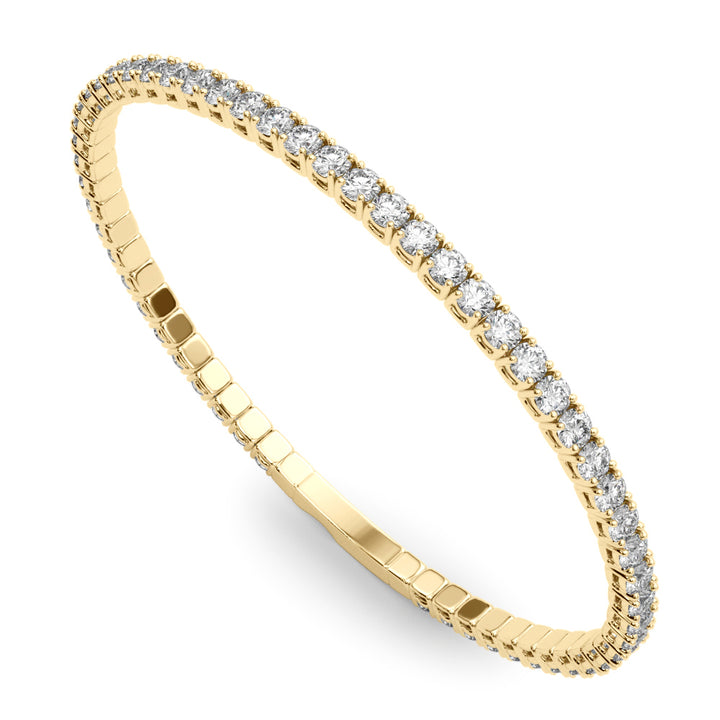 Flexible 14K Yellow Gold Diamond Eternity Bangle