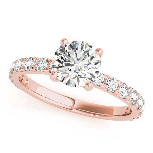 High-Set Round 4-Prong Pave Diamond Engagement Ring