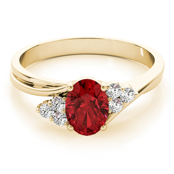 14K Yellow Gold Oval Diamond Fashion Ring