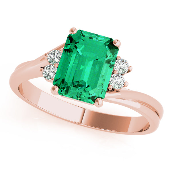 Rose Gold Emerald Diamond Fashion Ring 0.125ctw
