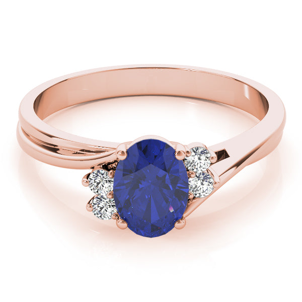 14K Rose Gold Oval Diamond Fashion Ring