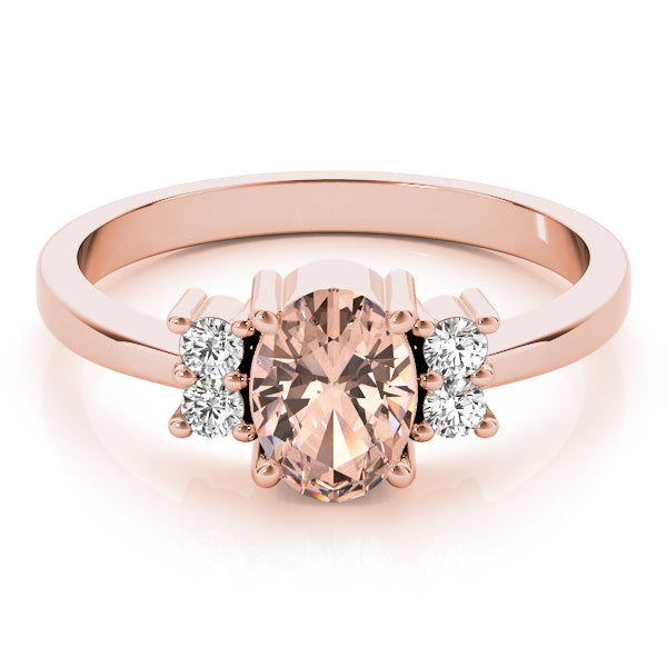 14K Rose Gold Oval Diamond Fashion Ring