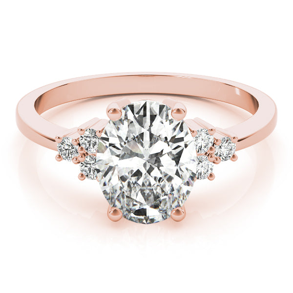 14K Rose Gold Oval Diamond Fashion Ring