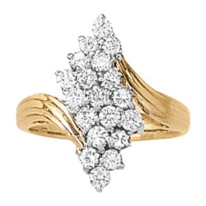 Platinum White Diamond Cluster Fashion Ring