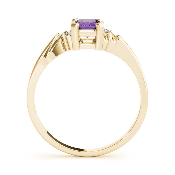 14K Yellow Gold Emerald Diamond Fashion Ring