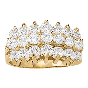 14K White Gold Diamond Pyramid Fashion Ring