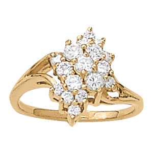 14K White Gold Lab Diamond Cluster Ring