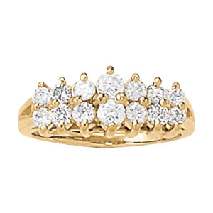 Platinum White Diamond Pyramid Fashion Ring