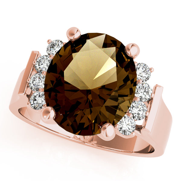 14K Rose Gold Oval Diamond Fashion Ring