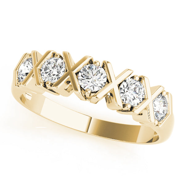 18K Yellow Gold 5-Stone Diamond Wedding Ring
