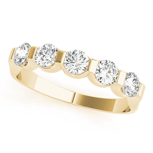 18K Yellow Gold 5-Diamond Wedding Ring