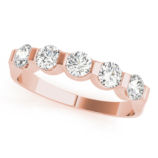 14K Rose Gold 5-Stone Diamond Wedding Ring