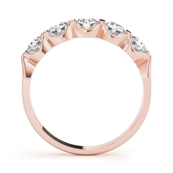 18K Rose Gold 5-Stone Diamond Wedding Ring