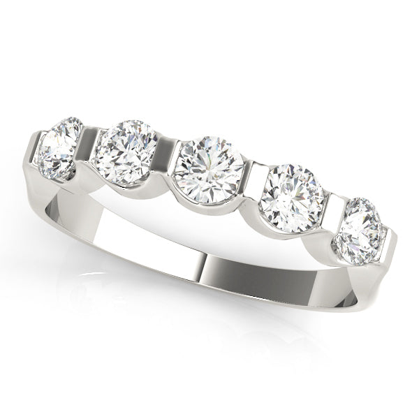 14K White Gold 5-Stone Diamond Wedding Ring
