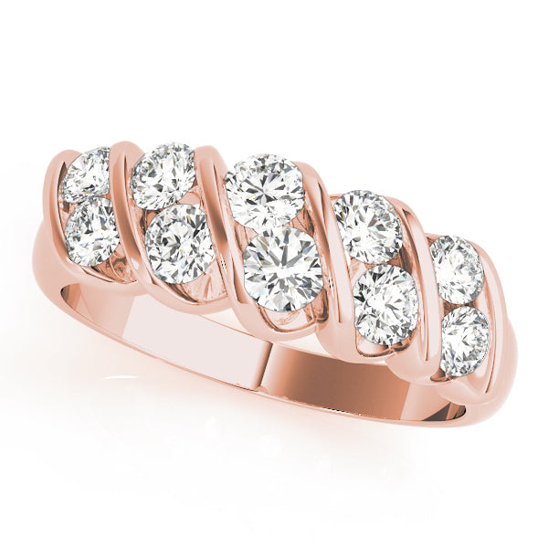 14K Rose Gold Round Diamond Wedding Ring