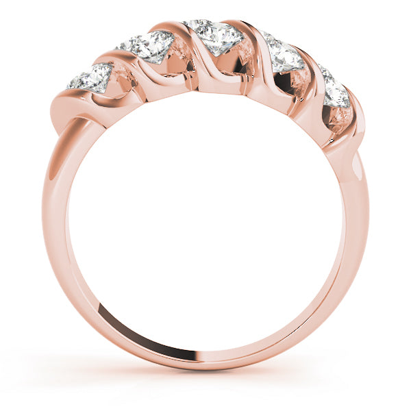 14K Rose Gold Round Diamond Wedding Ring