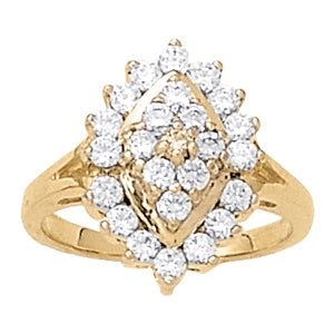 Platinum White Diamond Cluster Fashion Ring