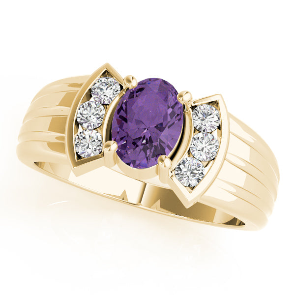 14K Yellow Gold Oval Diamond Fashion Ring